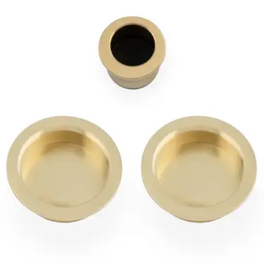 Click Here To Enlarge This Photo Of AW994SBPVD - Alexander & Wilks Sliding Door Flush Pull Set &lpar;Round&rpar; -  Satin Brass PVD