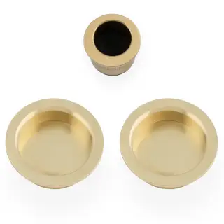 AW994SBPVD - Alexander & Wilks Sliding Door Flush Pull Set &lpar;Round&rpar; -  Satin Brass PVD