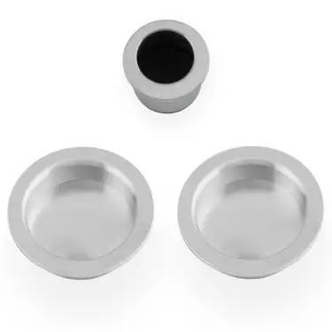 Click Here To Enlarge This Photo Of AW994SC - Alexander & Wilks Sliding Door Flush Pull Set &lpar;Round&rpar; -  Satin Chrome