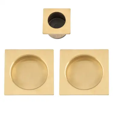 Click Here To Enlarge This Photo Of AW995SBPVD - Alexander & Wilks Sliding Door Flush Pull Set &lpar;Square&rpar; -  Satin Brass PVD