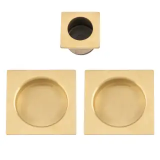 AW995SBPVD - Alexander & Wilks Sliding Door Flush Pull Set &lpar;Square&rpar; -  Satin Brass PVD