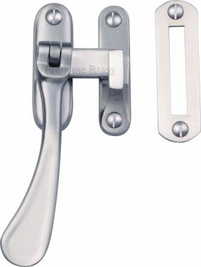 Click Here To Enlarge This Photo Of V1003 MP&sol;HP-SC Heritage Brass Casement Window Fastener Spoon Pattern Satin Chrome Finish