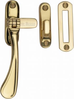 Click Here To Enlarge This Photo Of V1003 MP&sol;HP-PB Heritage Brass Casement Window Fastener Spoon Pattern Polished Brass Finish