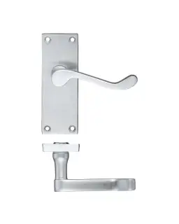 PR022SC - Zoo Hardware Project Victorian Scroll Lever on Latch Backplate &lpar;114mm x 40mm&rpar; Satin Chrome