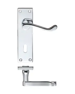 PR021CP - Zoo Hardware Project Victorian Scroll Lever on Lock Backplate &lpar;150mm x 40mm&rpar; Polished Chrome