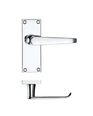 Click Here To Enlarge This Photo Of PR042CP - Zoo Hardware Project Victorian Flat Lever on Latch Backplate &lpar;114mm x 40mm&rpar; Polished Chrome