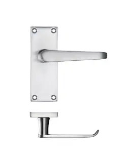 PR042SC - Zoo Hardware Project Victorian Flat Lever on Latch Backplate &lpar;114mm x 40mm&rpar; Satin Chrome