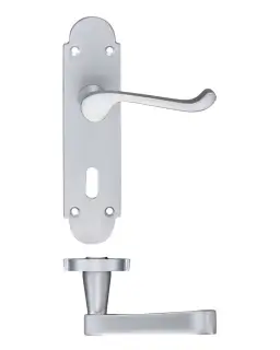 PR011SC - Zoo Hardware Project Oxford Lever on Lock Backplate &lpar;168mm x 42mm&rpar; Satin Chrome