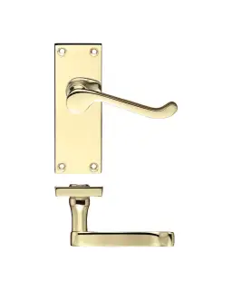 PR022EB - Zoo Hardware Project Victorian Scroll Lever on Latch Backplate &lpar;114mm x 40mm&rpar; Electro Brass