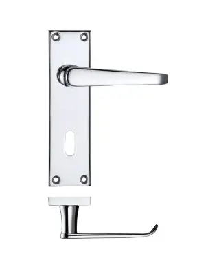 Click Here To Enlarge This Photo Of PR041CP - Zoo Hardware Project Victorian Flat Lever on Lock Backplate &lpar;150mm x 40mm&rpar; Polished Chrome
