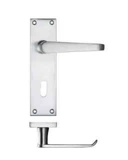 PR041SC - Zoo Hardware Project Victorian Flat Lever on Lock Backplate &lpar;150mm x 40mm&rpar; Satin Chrome