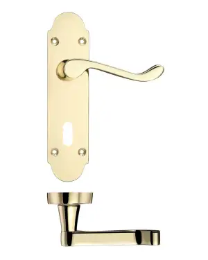 Click Here To Enlarge This Photo Of PR011EB - Zoo Hardware Project Oxford Lever on Lock Backplate &lpar;168mm x 42mm&rpar; Electro Brass