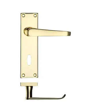 Click Here To Enlarge This Photo Of PR041EB - Zoo Hardware Project Victorian Flat Lever on Lock Backplate &lpar;150mm x 40mm&rpar; Electro Brass
