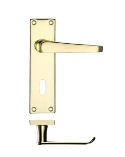 PR041EB - Zoo Hardware Project Victorian Flat Lever on Lock Backplate &lpar;150mm x 40mm&rpar; Electro Brass