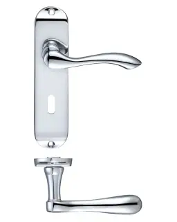 PR031CP - Zoo Hardware Project Arundel Lever on Lock Backplate &lpar;180mm x 40mm&rpar; Polished Chrome