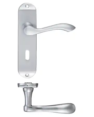 Click Here To Enlarge This Photo Of PR031SC - Zoo Hardware Project Arundel Lever on Lock Backplate &lpar;180mm x 40mm&rpar; Satin Chrome