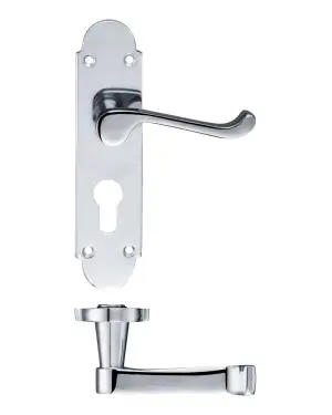 Click Here To Enlarge This Photo Of PR011EPCP - Zoo Hardware Project Oxford Lever on Europrofile Lock Backplate &lpar;168mm x 42mm&rpar; Polished Chrome