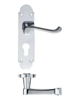 PR011EPCP - Zoo Hardware Project Oxford Lever on Europrofile Lock Backplate &lpar;168mm x 42mm&rpar; Polished Chrome