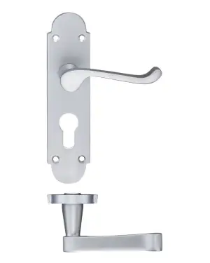 Click Here To Enlarge This Photo Of PR011EPSC - Zoo Hardware Project Oxford Lever on Europrofile Lock Backplate &lpar;168mm x 42mm&rpar; Satin Chrome