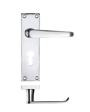 Click Here To Enlarge This Photo Of PR041EPCP - Zoo Hardware Project Victorian Flat Lever on Europrofile Lock Backplate &lpar;150mm x 40mm&rpar; Polished Chrome