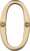 C1560 0-PB Heritage Brass Numeral 0 Face Fix 76mm &lpar;3"&rpar; Polished Brass Finish