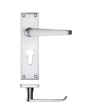 Click Here To Enlarge This Photo Of PR041EPSC - Zoo Hardware Project Victorian Flat Lever on Europrofile Lock Backplate &lpar;150mm x 40mm&rpar; Satin Chrome