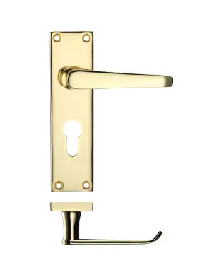 Click Here To Enlarge This Photo Of PR041EPEB - Zoo Hardware Project Victorian Flat Lever on Europrofile Lock Backplate &lpar;150mm x 40mm&rpar; Electro Brass