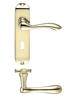 PR031EB - Zoo Hardware Project Arundel Lever on Lock Backplate &lpar;180mm x 40mm&rpar; Electro Brass
