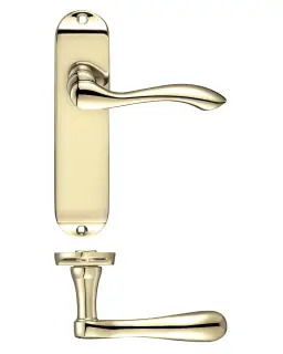 PR032EB - Zoo Hardware Project Arundel Lever on Latch Backplate &lpar;180mm x 40mm&rpar; Electro Brass