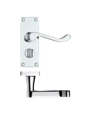 Click Here To Enlarge This Photo Of PR024CP - Zoo Hardware Project Victorian Scroll Lever on Privacy Backplate -114mm x 40mm - Polished Chrome