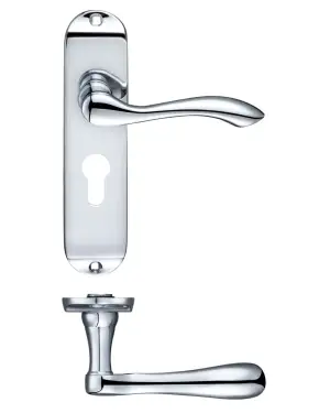 Click Here To Enlarge This Photo Of PR031EPCP - Zoo Hardware Project Arundel Lever on Europrofile Lock Backplate &lpar;180mm x 40mm&rpar; Polished Chrome