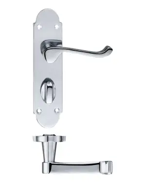 Click Here To Enlarge This Photo Of PR013CP - Zoo Hardware Project Oxford Lever on Bathroom Backplate &lpar;168mm x 42mm&rpar; Polished Chrome