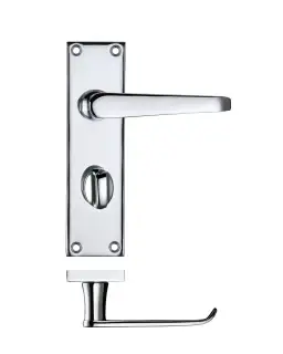PR043CP - Zoo Hardware Project Victorian Flat Lever on Bathroom Backplate &lpar;150mm x 40mm&rpar; Polished Chrome