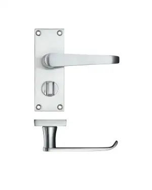 Click Here To Enlarge This Photo Of PR044SC - Zoo Hardware Project Victorian Flat Lever on Privacy Backplate &lpar;114mm x 40mm&rpar; Satin Chrome