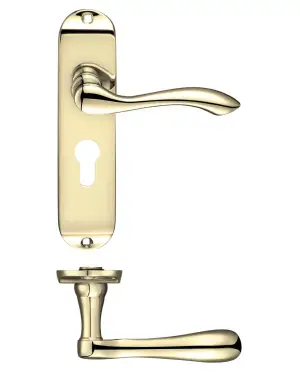 Click Here To Enlarge This Photo Of PR031EPEB - Zoo Hardware Project Arundel Lever on Europrofile Lock Backplate &lpar;180mm x 40mm&rpar; Electro Brass