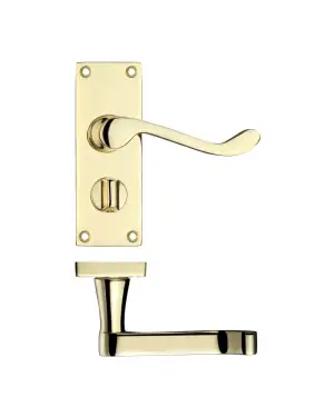 Click Here To Enlarge This Photo Of PR024EB - Zoo Hardware Project Victorian Scroll Lever on Privacy Backplate -114mm x 40mm - Electro Brass