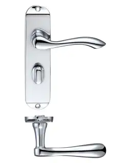 PR033CP - Zoo Hardware Project Arundel Lever on Bathroom Backplate &lpar;180mm x 40mm&rpar; Polished Chrome