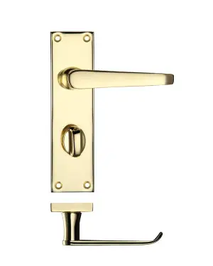 Click Here To Enlarge This Photo Of PR043EB - Zoo Hardware Project Victorian Flat Lever on Bathroom Backplate &lpar;150mm x 40mm&rpar; Electro Brass