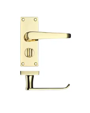 Click Here To Enlarge This Photo Of PR044EB - Zoo Hardware Project Victorian Flat Lever on Privacy Backplate &lpar;114mm x 40mm&rpar; Electro Brass