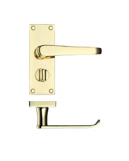 PR044EB - Zoo Hardware Project Victorian Flat Lever on Privacy Backplate &lpar;114mm x 40mm&rpar; Electro Brass