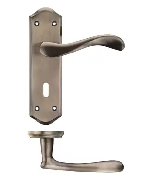 Click Here To Enlarge This Photo Of PR061FB - Zoo Hardware Project Asti Lever on Lock Backplate &lpar;180mm x 50mm&rpar; Florentine Bronze