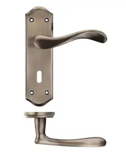 PR061FB - Zoo Hardware Project Asti Lever on Lock Backplate &lpar;180mm x 50mm&rpar; Florentine Bronze