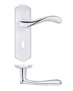 PR061SCCP - Zoo Hardware Project Asti Lever on Lock Backplate &lpar;180mm x 50mm&rpar; Satin&sol;Polished Chrome