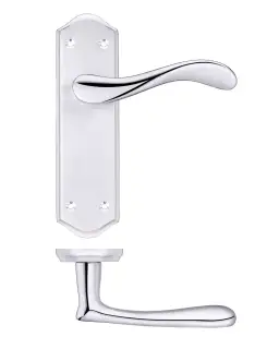 PR062SCCP - Zoo Hardware Project Asti Lever on Latch Backplate &lpar;180mm x 50mm&rpar; &sol;Satin&sol;Polished Chrome