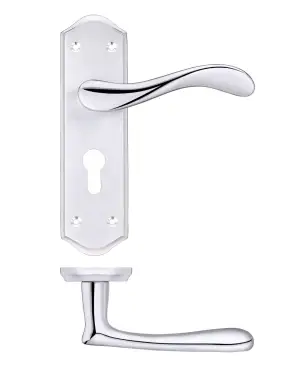 Click Here To Enlarge This Photo Of PR061EPSCCP - Zoo Hardware Project Asti Lever on Europrofile Lock Backplate &lpar;180mm x 50mm&rpar; Satin&sol;Polished Chrome