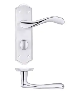 PR063SCCP - Zoo Hardware Project Asti Lever on Bathroom Backplate &lpar;180mm x 50mm&rpar; Satin&sol;Polished Chrome