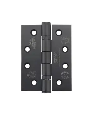 Click Here To Enlarge This Photo Of ZHSS243-MB - Zoo Hardware Grade 13 CE Fire Rated Ball Bearing Hinges &lpar;Square&rpar; 102 x 76 x 3mm Matt Black
