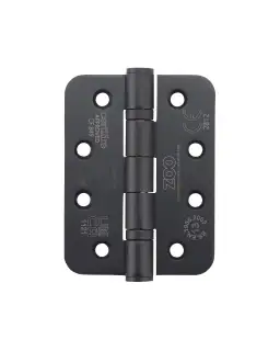 ZHSS243R-MB - Zoo Hardware Grade 13 CE Fire Rated Ball Bearing Hinges &lpar;Radius&rpar; 102 x 76 x 3mm Matt Black
