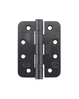 ZHSS243RPCB - Zoo Hardware Grade 13 CE Fire Rated Ball Bearing Hinges &lpar;Radius&rpar; 102 x 76 x 3mm Powder Coated Black