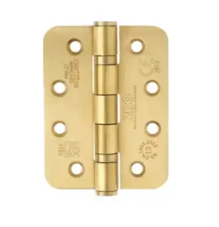 ZHSS243R-PVDSB - Zoo Hardware Grade 13 CE Fire Rated Ball Bearing Hinges &lpar;Radius&rpar; 102 x 76 x 3mm PVD Satin Brass